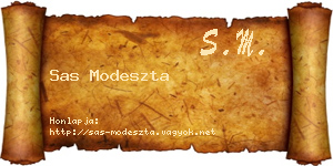 Sas Modeszta névjegykártya